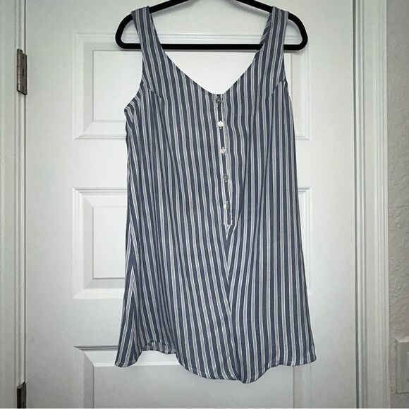 New, Show me your Mumu Stripe Print Button Front Short Romper - Picture 7 of 7